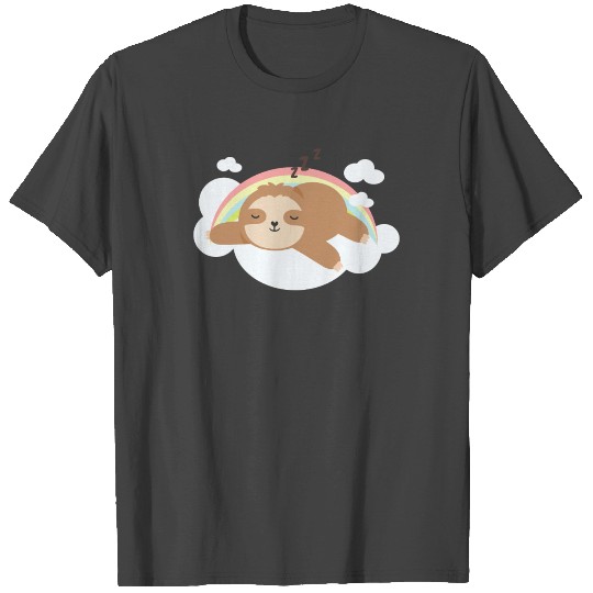 Rainbow Cloud Sloth Fitted Scoop T Shirts