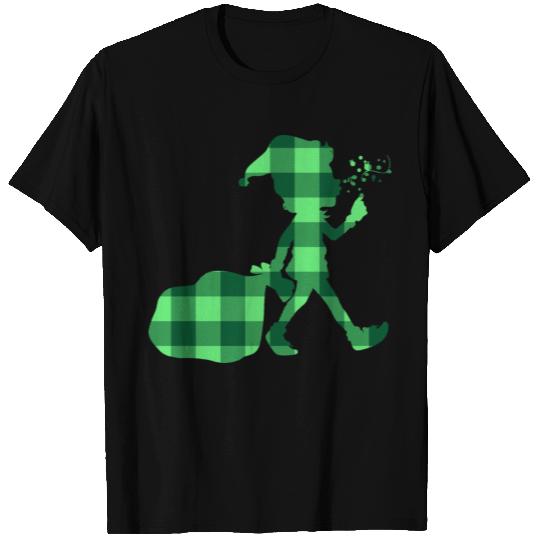Green Black Buffalo Plaid Flannel Christmas elf Ts T Shirts