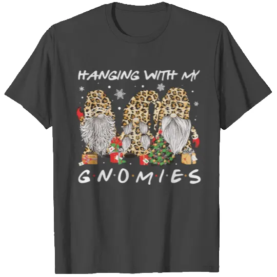 Hanging With My Gnomies Leopard Print Gnomes Xmas T Shirts