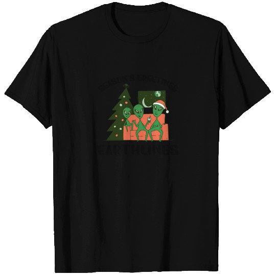 Christmas Alien Seasons Greetings Earthlings T Shirts