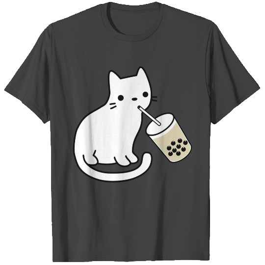 Cat Drinking Boba Milk Tea Bobalogy T Shirts