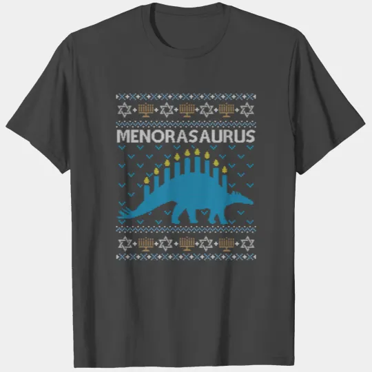 Funny Ugly Hanukkah Sweater Dinosaur Menorah Dino T Shirts