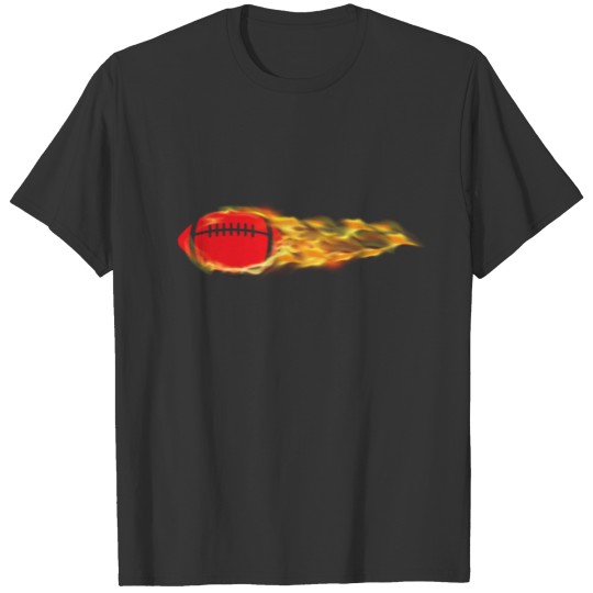 Flames American Football Fire Burning Ball T-shirt
