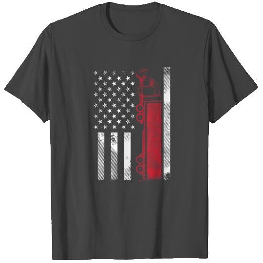 American Flag Semi Truck 18 Wheeler US Trucker T Shirts