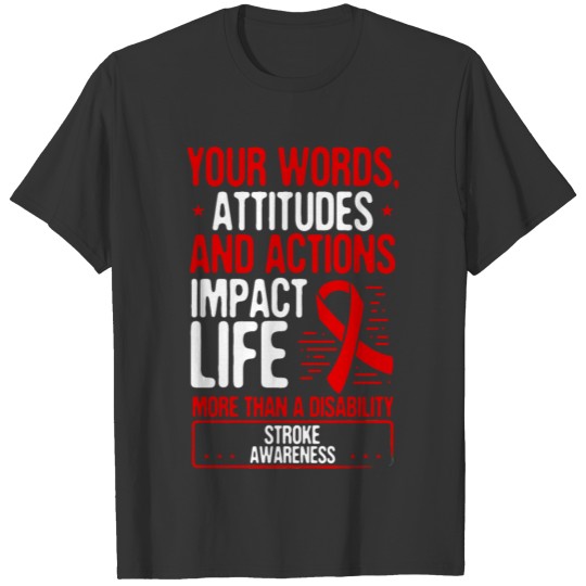 Stroke Month Day Warrior Survivor Red Ribbon T-shirt