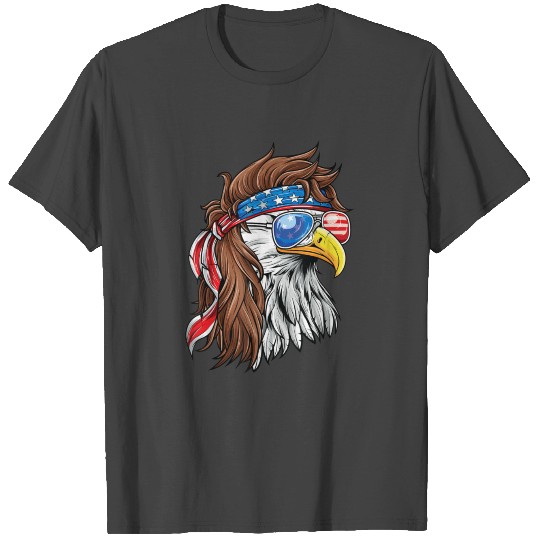 Patriotic Bald Eagle Mullet USA American Flag T Shirts