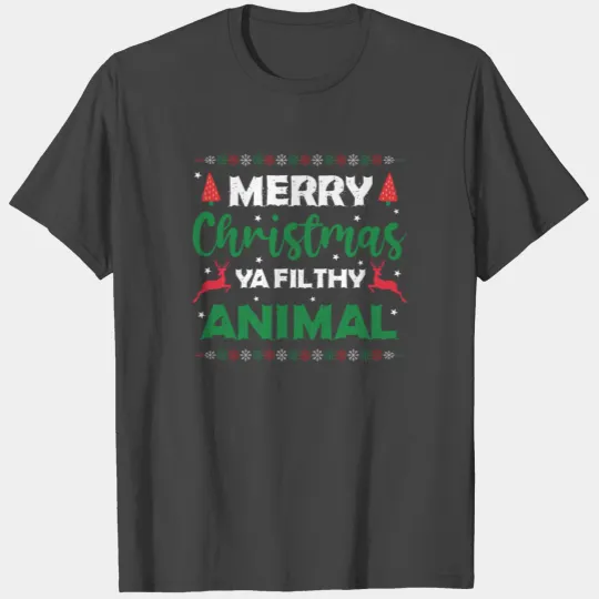Merry Christmas Animal Filthy Ya Funny Xmas T Shirts