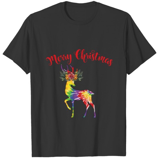 Tie-dye colorful Christmas deer T Shirts
