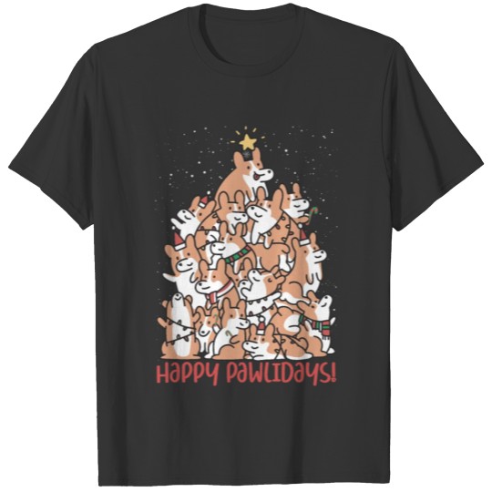 Happy Pawmas Corgi dog Christmas T Shirts