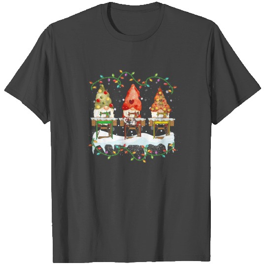 Cute Sewing Gnomes Santa Quilting Xmas Christmas T Shirts