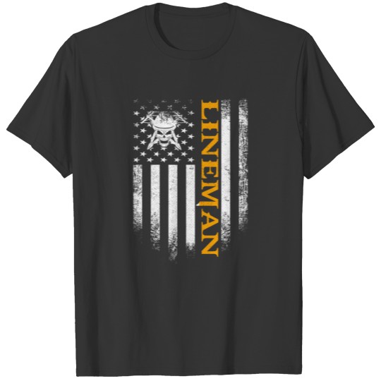 Vintage USA Lineman American Flag Patriotic T-shirt
