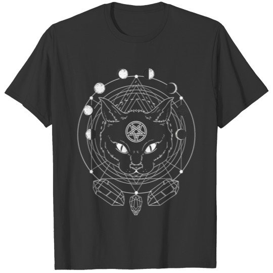 Moon Phases Cat Pagan Witch Wicca Wiccan T Shirts for