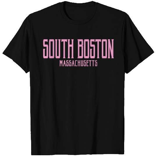 South Boston Massachusetts Vintage Text Pink Print T Shirts