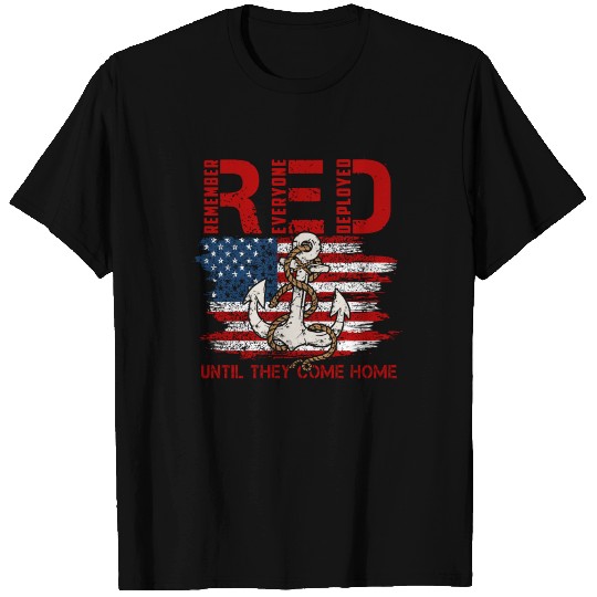 Red Friday Military Deployed Navy Soldier US Flag T Shirts