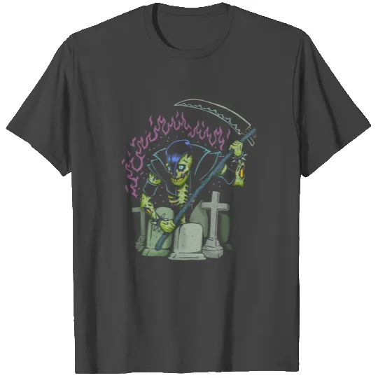 Horror Art Grim Reaper Graveyard Psychobilly Punk T Shirts