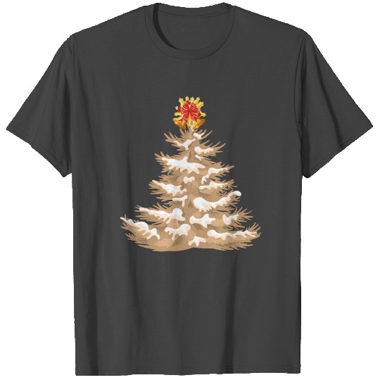 Cute Golden Christmas Tree Seasons Design T Shirts