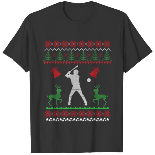 baseball ugly christmas, ugly christmas sweater T Shirts
