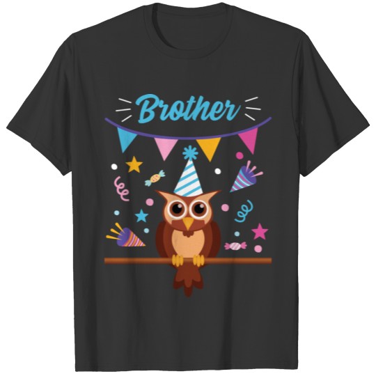 Owl Birthday Party Brother T Shirts