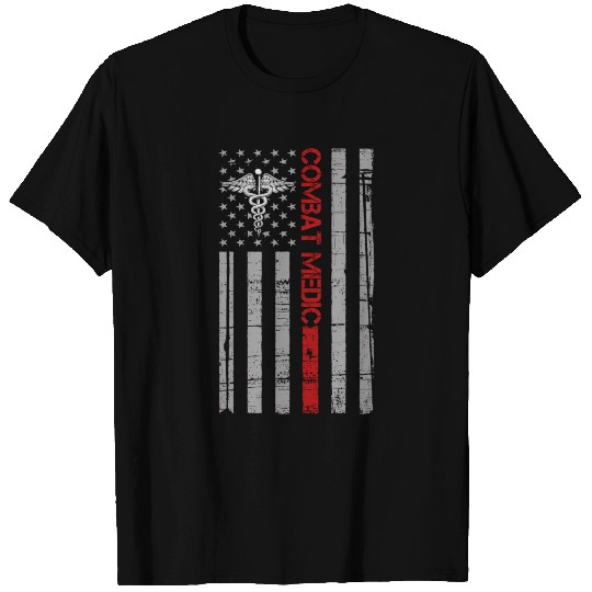 Combat Medic DOC Veteran American Flag T Shirts