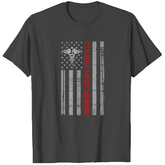 Combat Medic DOC Veteran American Flag T Shirts