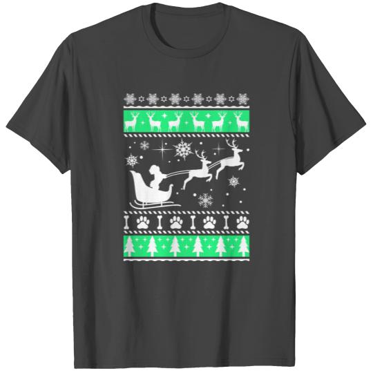Funny Christmas Poodle Sleigh T Shirts