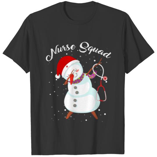 Christmas Scrub Tops Women Dabbing Snowman Scrubs T Shirts