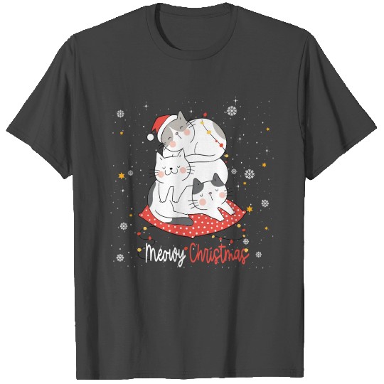 Meowy Christmas Funny Cat Lover T Shirts