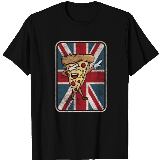 Dabbing Peperoni Pizza Slice UK Union Jack Flag T Shirts
