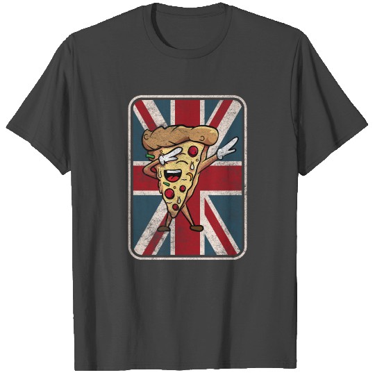Dabbing Peperoni Pizza Slice UK Union Jack Flag T Shirts