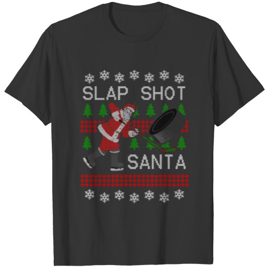 Funny Santa Hockey Puck Ugly Christmas Slap Shot S T Shirts