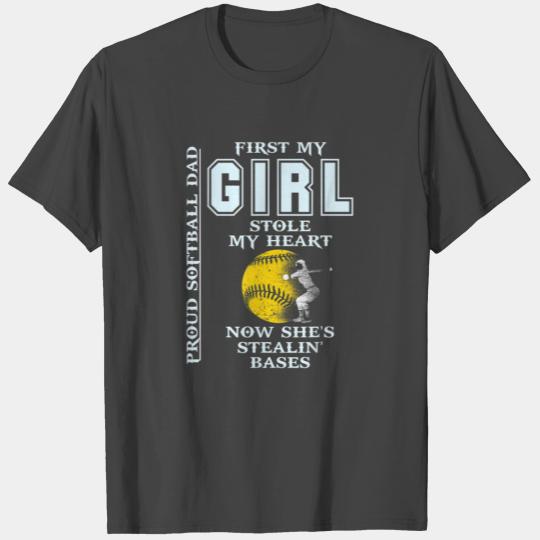 Funny Proud Softball Dad Girl Stole My Heart 3605 T Shirts