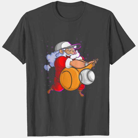 Christmas Santa Claus With Baseball Bat T Shirts