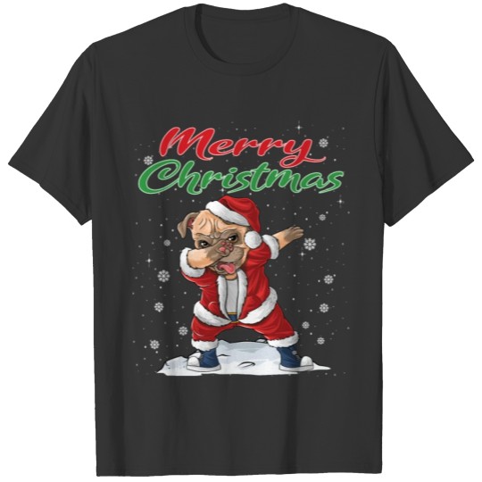 Christmas Pug Dog Dabbing Dance T-shirt