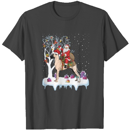 Ugly Great Dane Xmas Gift Santa Riding Great Dane T Shirts