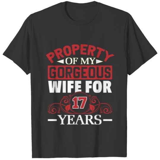 17th Wedding Anniversary Gift for Husband 17 Years T-shirt