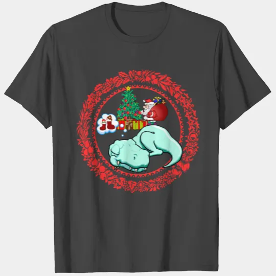 T-rex sleeping Christmas Mistletoe Garland #3 T Shirts