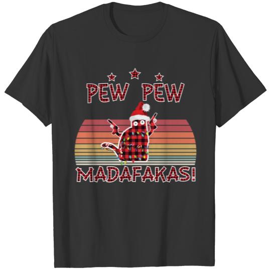 Pew Pew Madafakas Cat Plaid Christmas Gift T Shirts