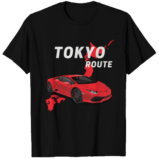 Black Tokyo Drip Car Route T Shirts