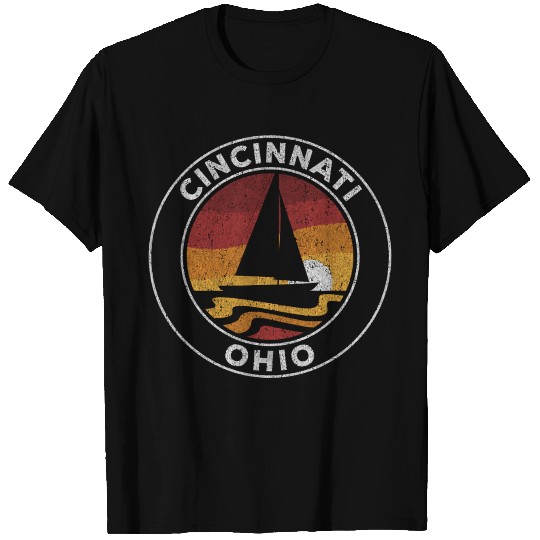 Cincinnati Ohio Vintage Sailboat 70S Retro Sunset T Shirts