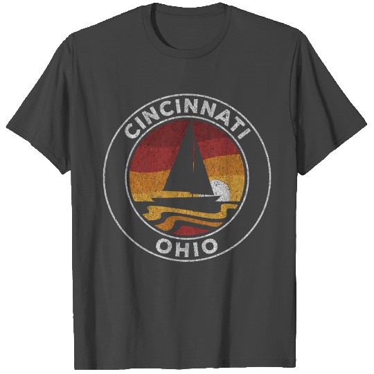 Cincinnati Ohio Vintage Sailboat 70S Retro Sunset T Shirts