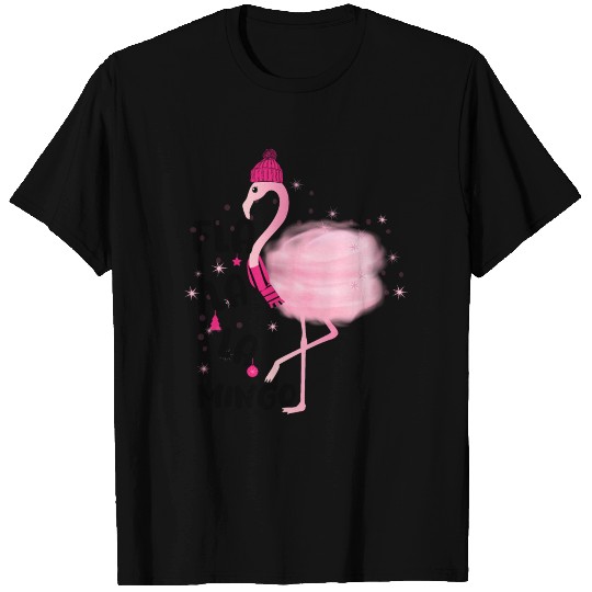 Fa La La Mingo Pink Watercolors Flamingo Christmas T Shirts