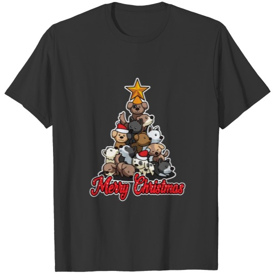 Merry Christmas Dogs Xmas Tree Men Women Kids Xmas T Shirts