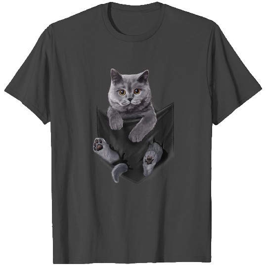 British Grey Cat in Pocket Cats 1369 T Shirts