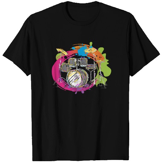 Drumming Art Drummer Colorful Drum Set T Shirts