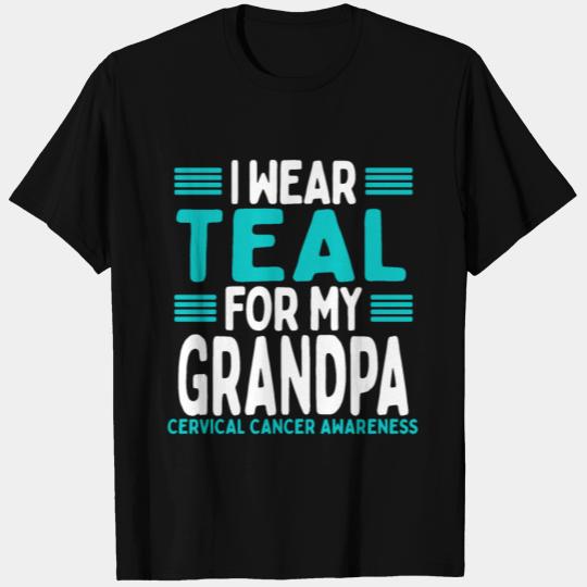 Teal Grandfather Cervical Cancer Awareness T Shirts
