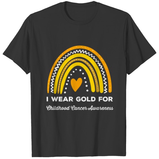 I Wear Gold For Childhood Cancer Awareness Rainbow T Shirts