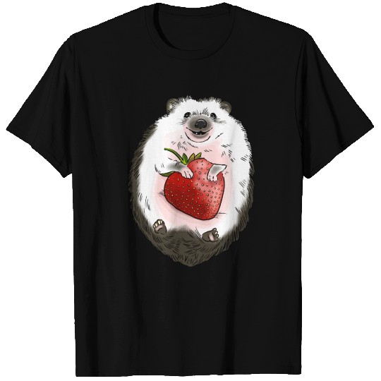 Cute Hedgehog Drawing Hedgie Lover Strawberry Hedg T Shirts