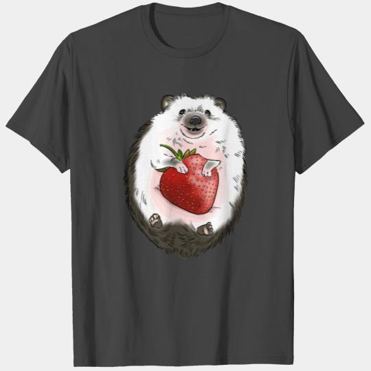Cute Hedgehog Drawing Hedgie Lover Strawberry Hedg T Shirts