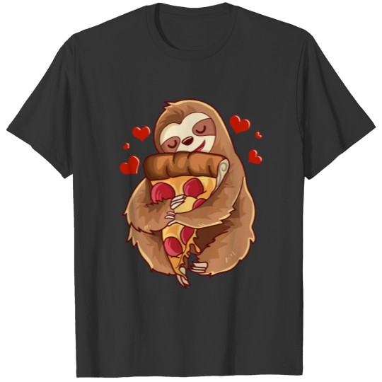 Sloth Loves Hugging Pepperoni Pizza Slice Funny No T-shirt