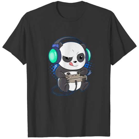 Cute Gaming Panda Playing Video Games Gamer Gift T-shirt